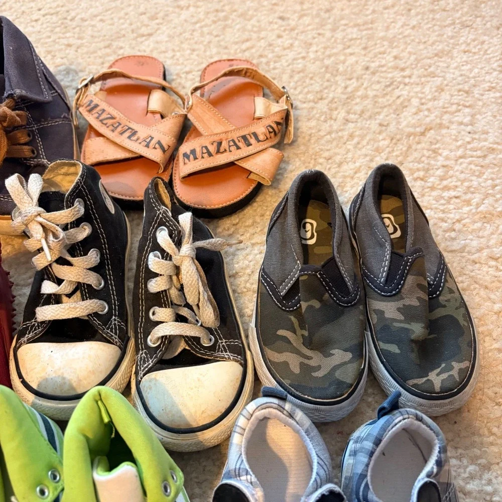 Toddler Boy Shoe Lot Converse Disney Camo Sneakers Sandals Size 0-3M to 8